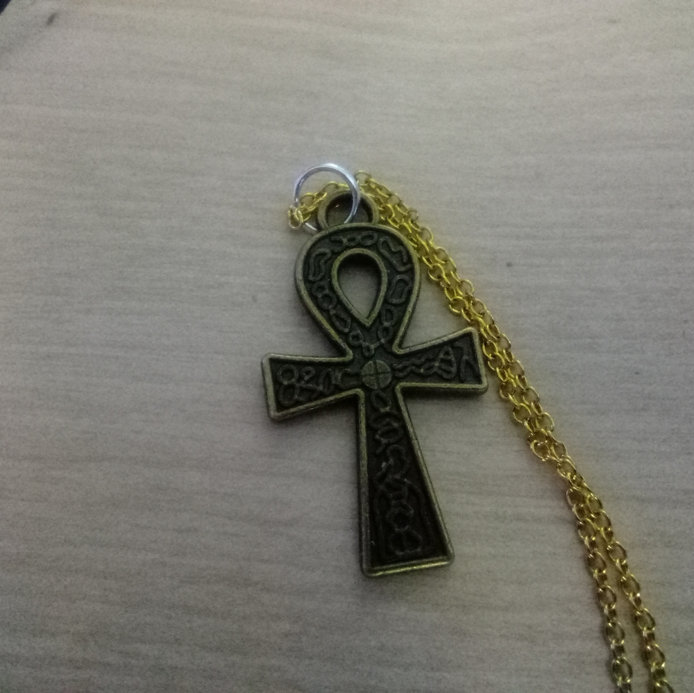 Gold Plated Bronze Colored Ahnk Cross Necklace
